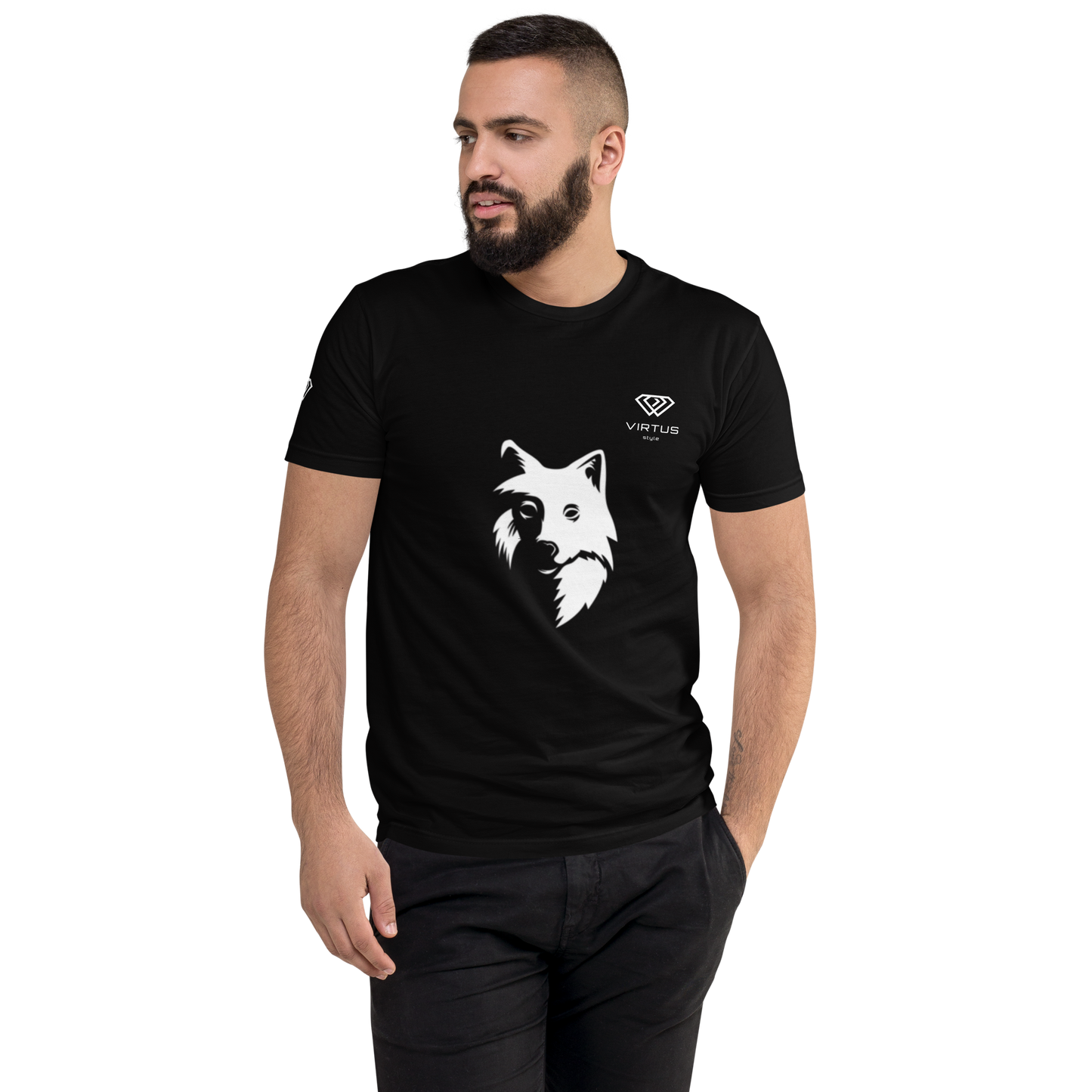 Kurzarm-T-Shirt mit Wolf-Print